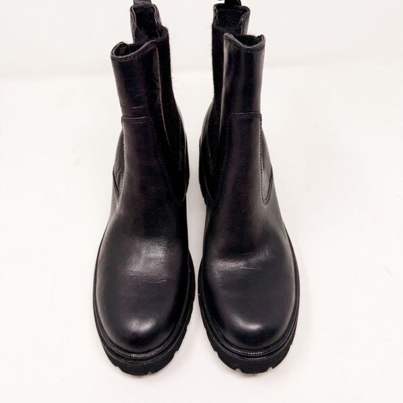 Sofft Aqua Jordie Black Leather Rabbit Fur Chelsea Slip On Boots Lug Sole 9.5 - Picture 5 of 9